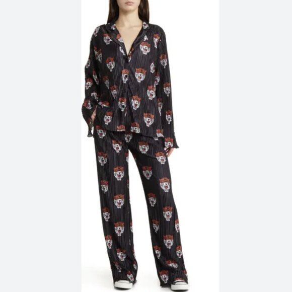 Dressed in LALA Tiger Long Sleeve Plissé Top & High Waist Pants Set Size 2X - Picture 1 of 16